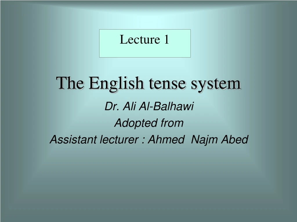 the english tense system