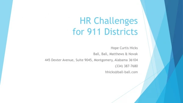 HR Challenges for 911 Districts