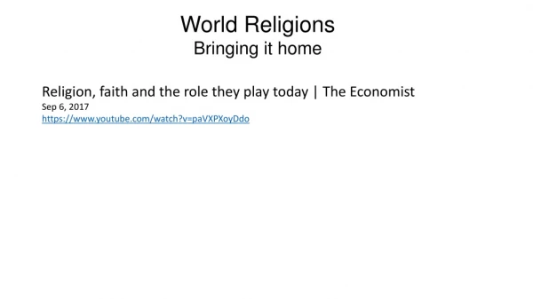 World Religions Bringing it home