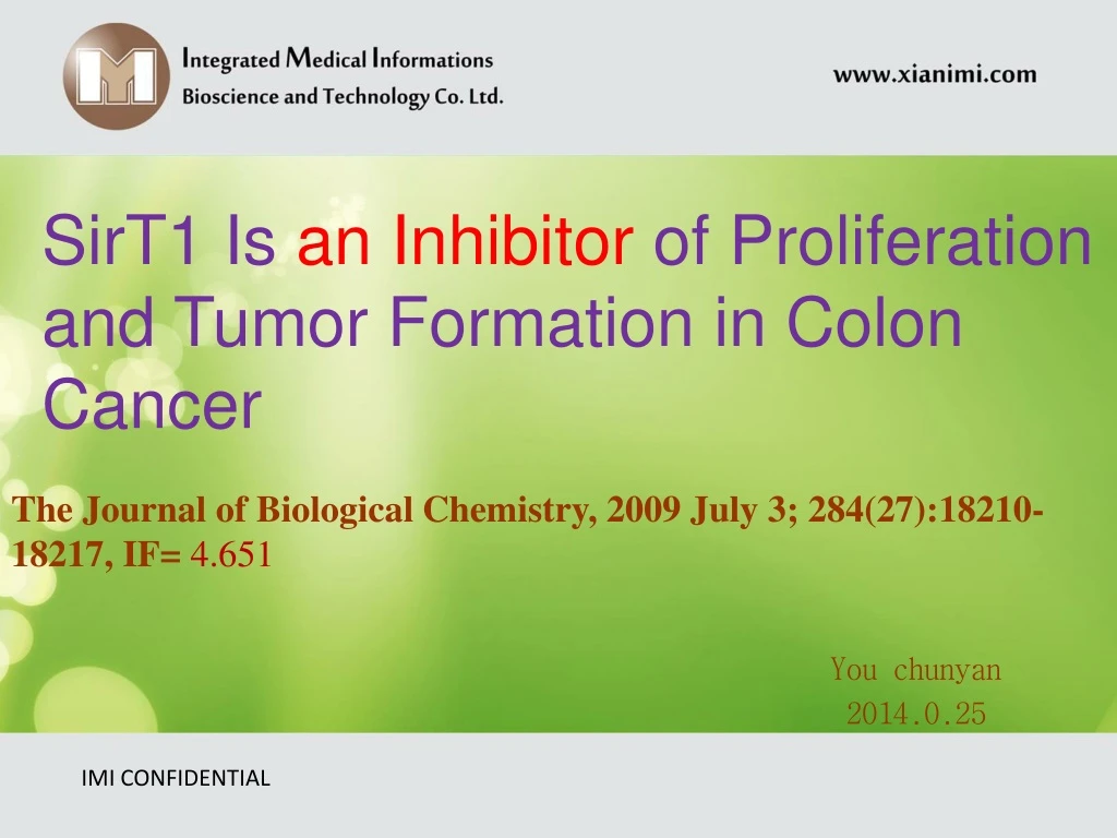 sirt1 is an inhibitor of proliferation and tumor