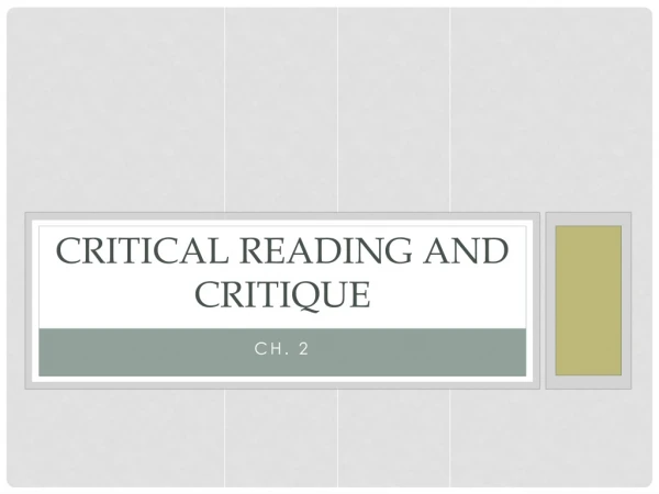 Critical reading and critique
