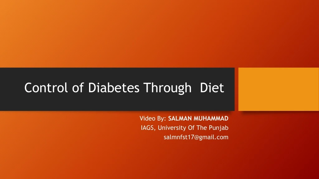 control of diabetes through diet