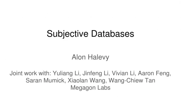 Subjective Databases