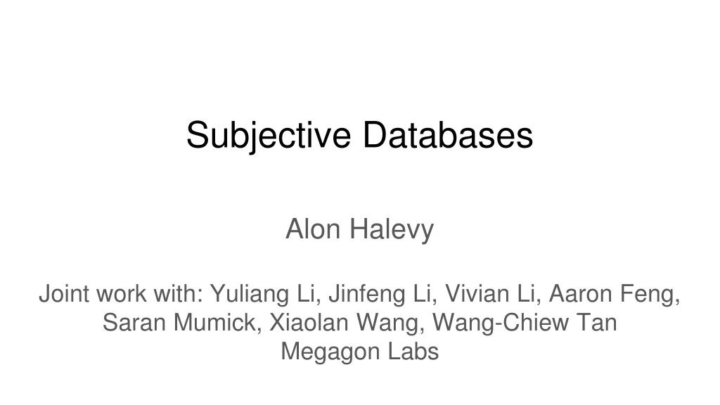 subjective databases