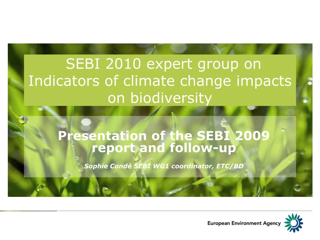 sebi 2010 expert group on indicators of climate change impacts on biodiversity