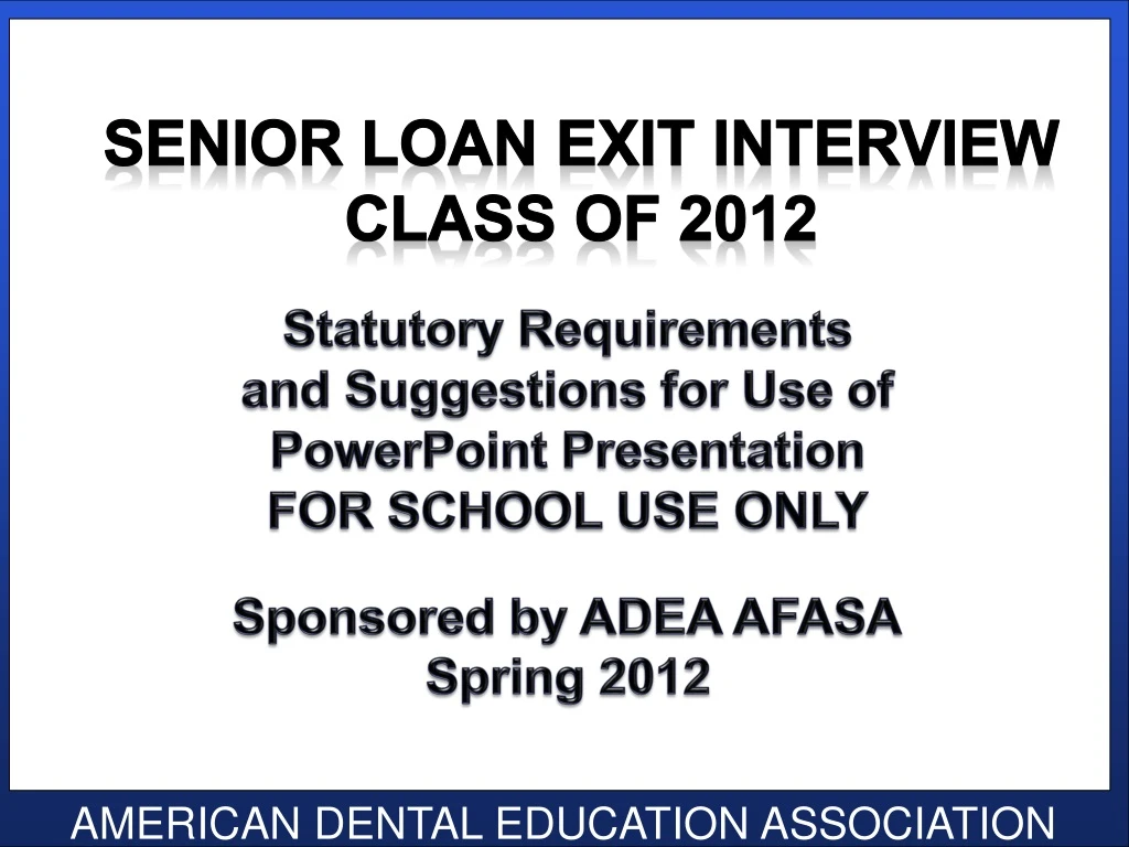 senior loan exit interview class of 2012