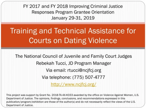 Training and Technical Assistance for Courts on Dating Violence