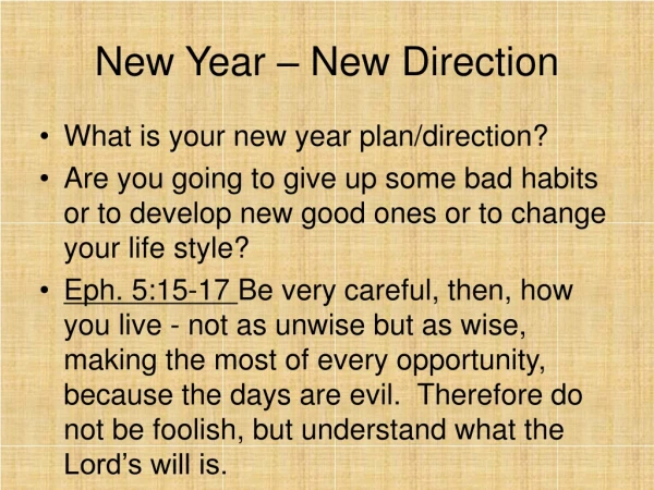 New Year – New Direction