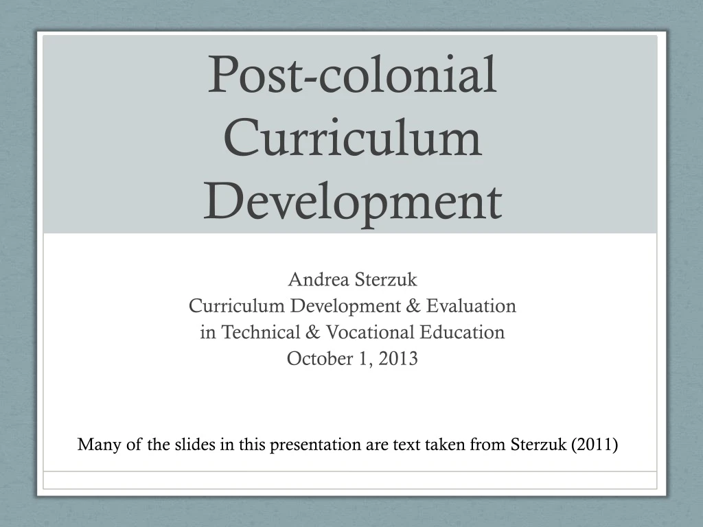 post colonial curriculum development