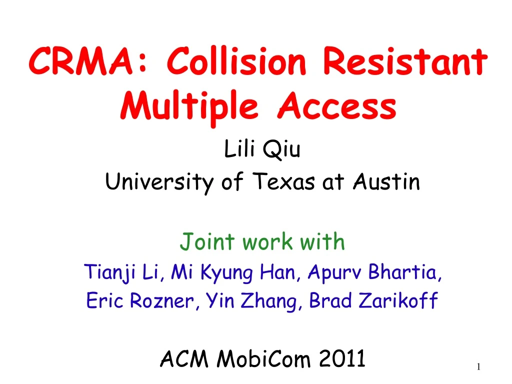 crma collision resistant multiple access