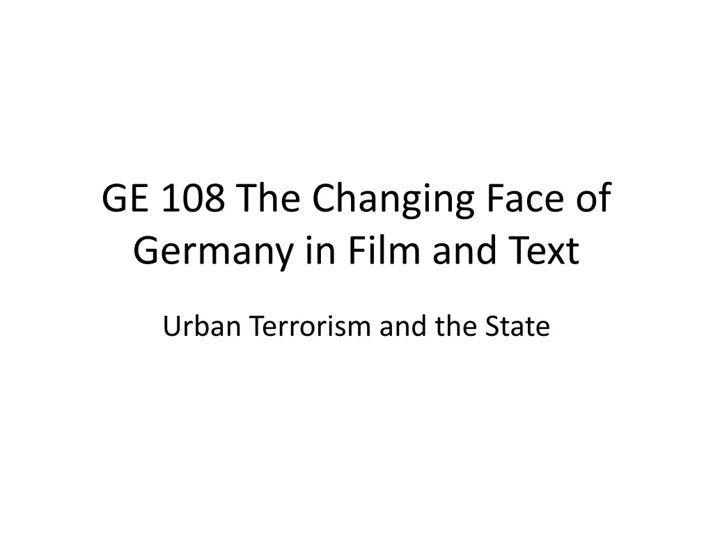 ge 108 the changing face of germany in film and text