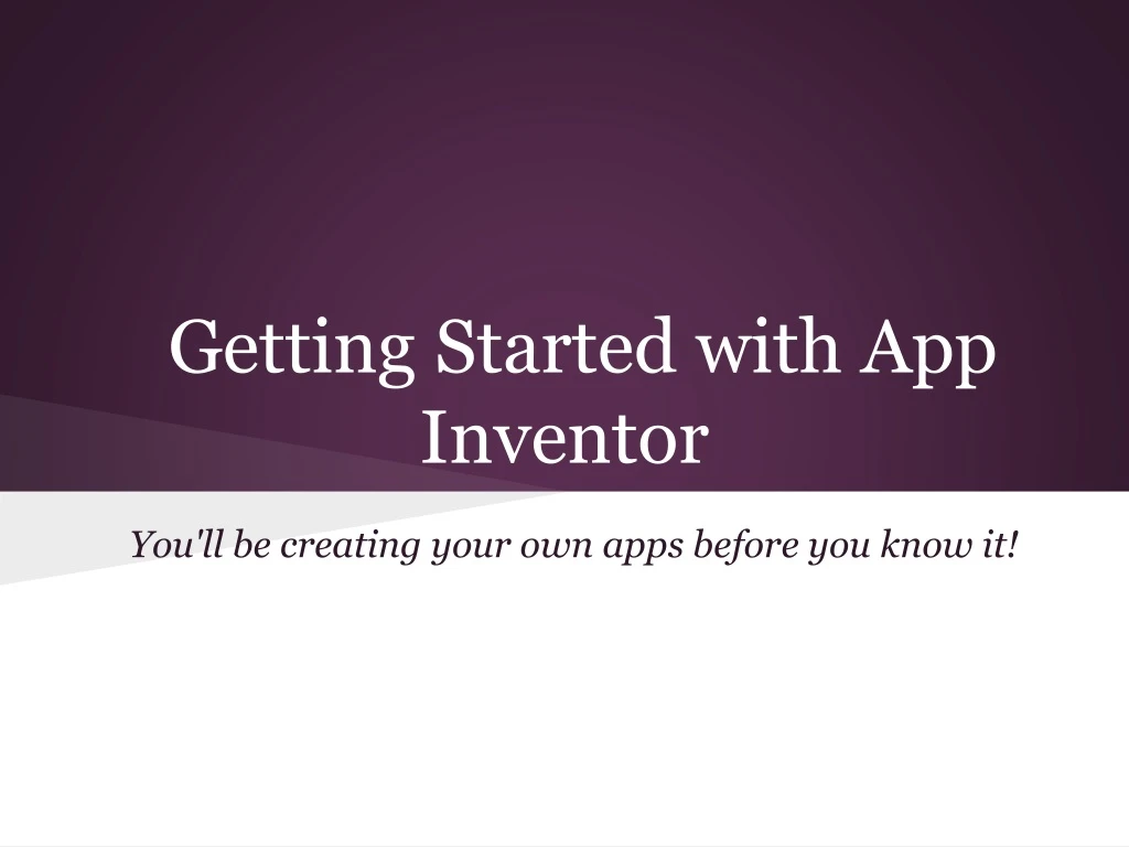 getting started with app inventor