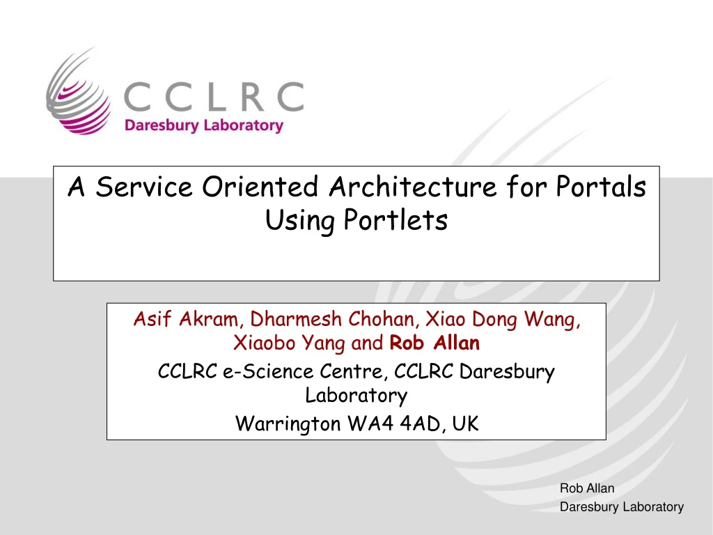 a service oriented architecture for portals using portlets