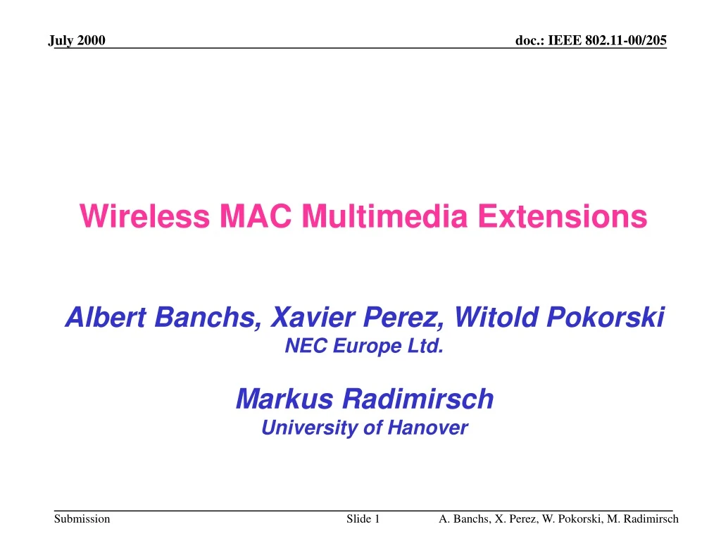 wireless mac multimedia extensions albert banchs