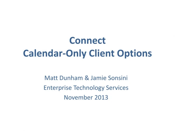 Connect Calendar-Only Client Options