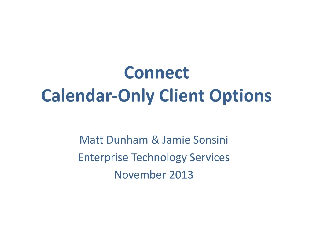 connect calendar only client options