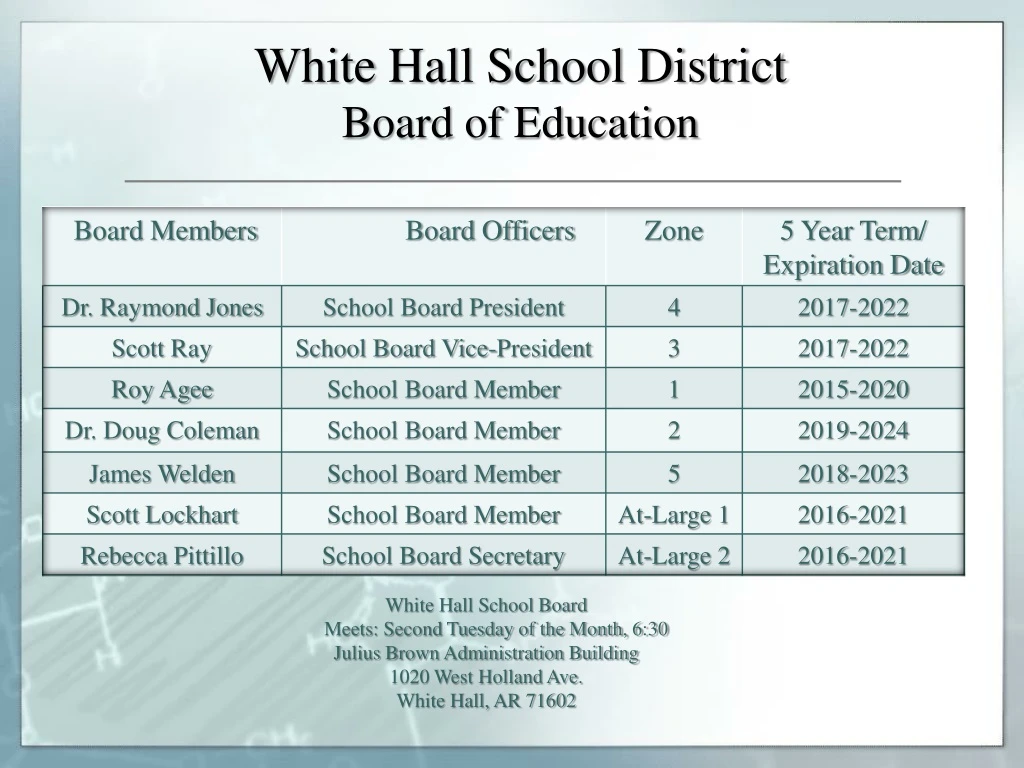 white hall school district board of education