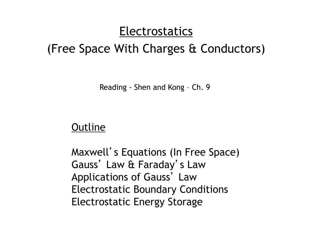 electrostatics free space with charges conductors