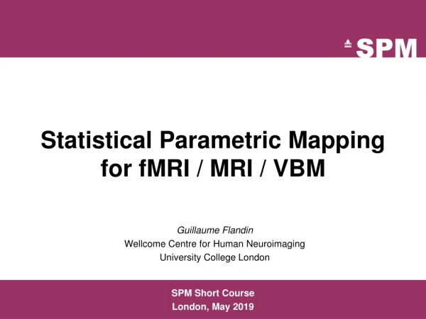 Statistical Parametric Mapping for fMRI / MRI / VBM