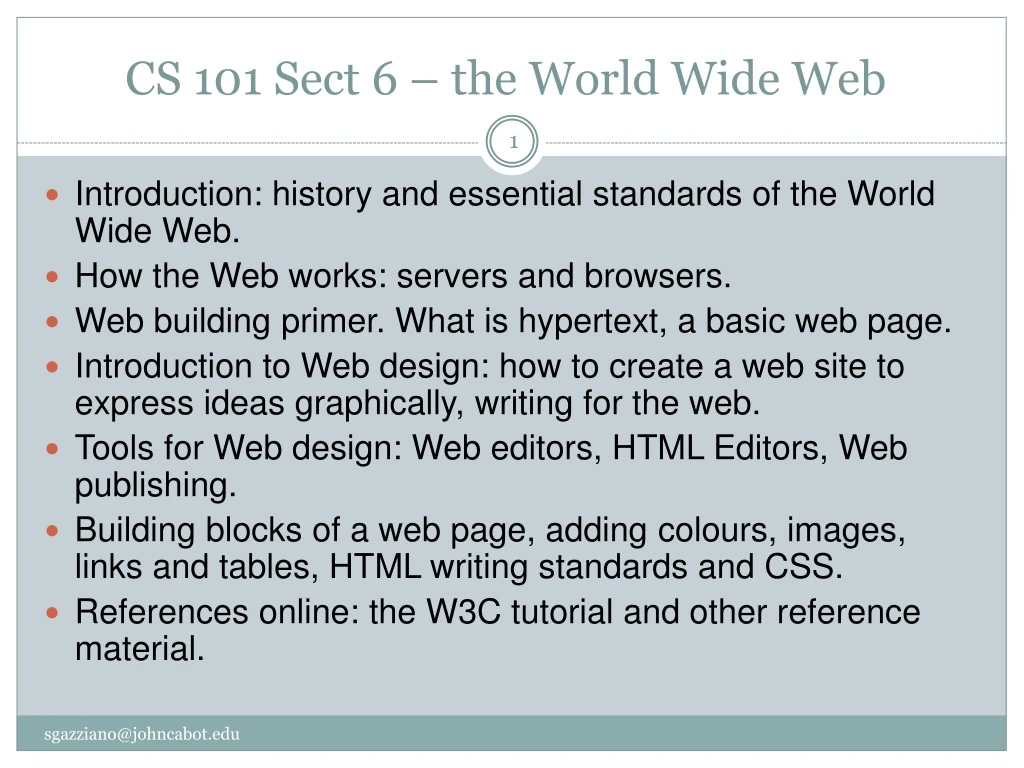 cs 101 sect 6 the world wide web