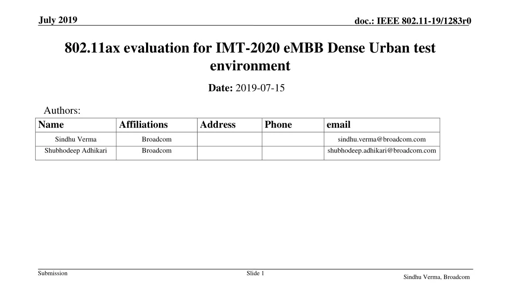 802 11ax evaluation for imt 2020 embb dense urban test environment