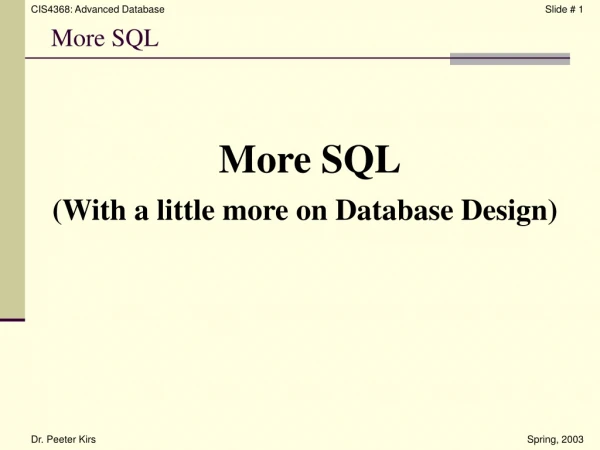 More SQL
