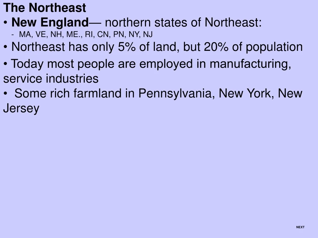 the northeast