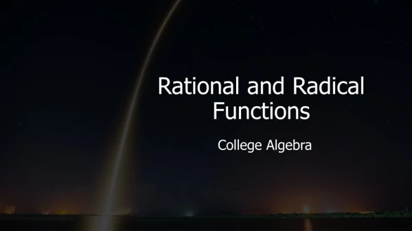 Rational and Radical Functions