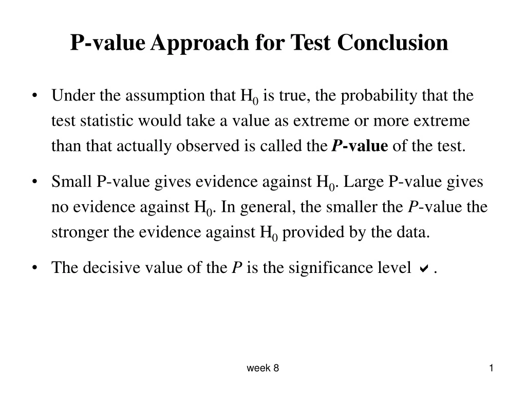 p value approach for test conclusion