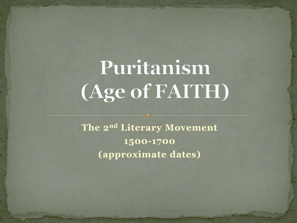 puritanism age of faith
