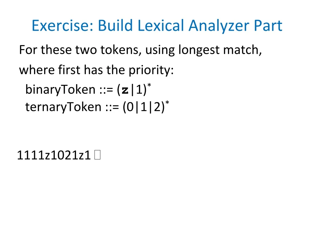 exercise build lexical analyzer part