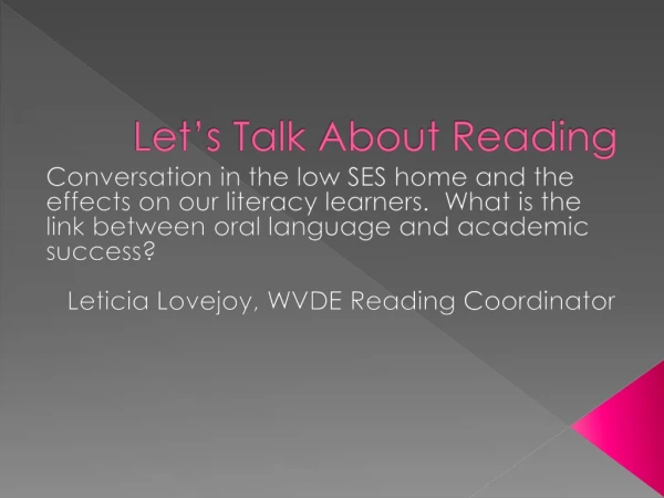 Let’s Talk About Reading