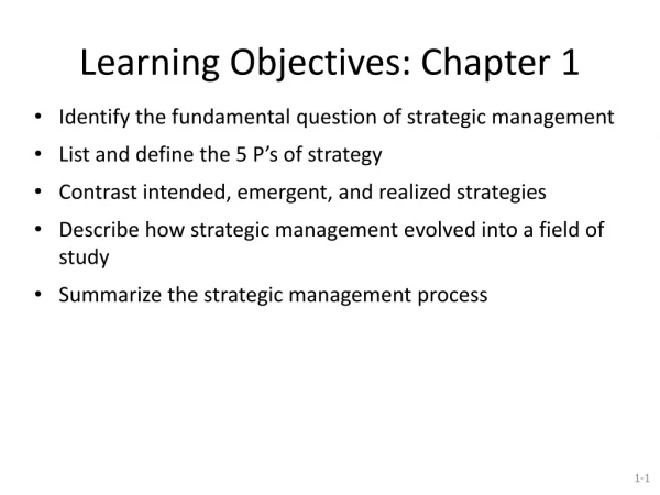 Learning Objectives: Chapter 1