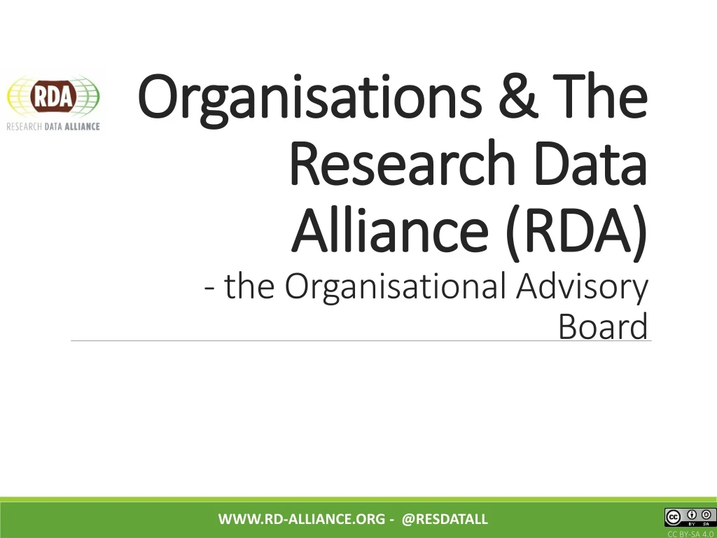 organisations the research data alliance rda the organisational advisory board