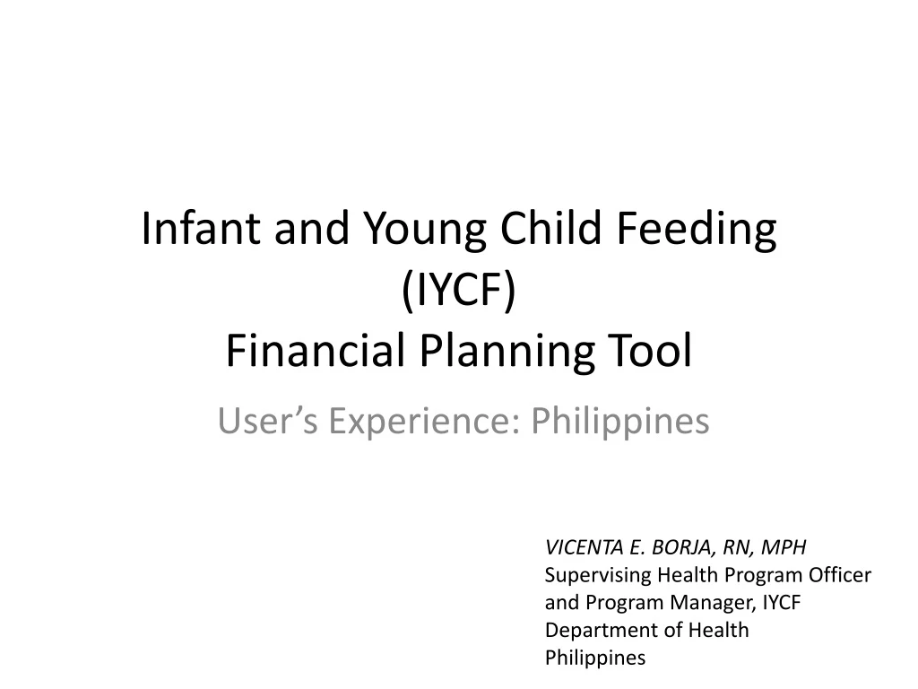 infant and young child feeding iycf financial planning tool
