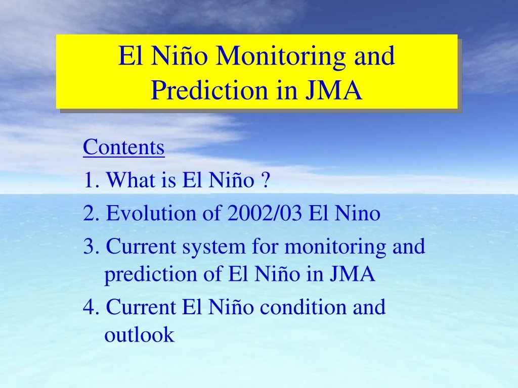 el ni o monitoring and prediction in jma