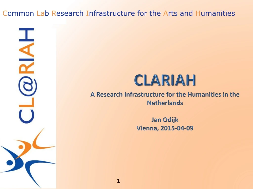 clariah a research infrastructure for the humanities in the netherlands jan odijk vienna 2015 04 09