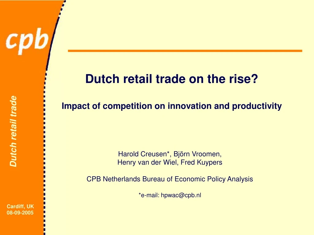 dutch retail trade on the rise impact of competition on innovation and productivity