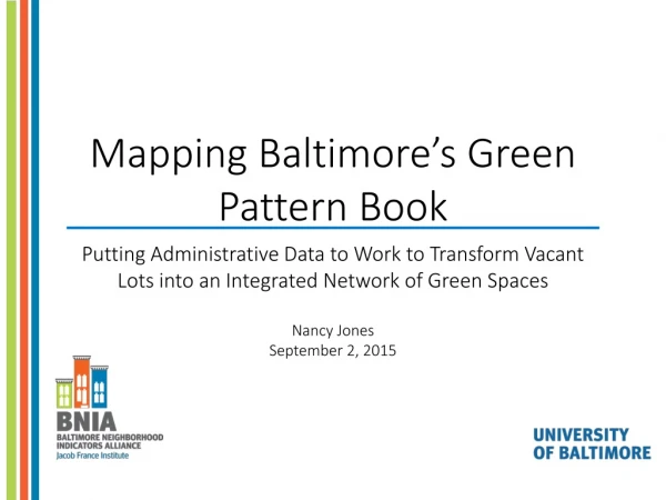Mapping Baltimore’s Green Pattern Book