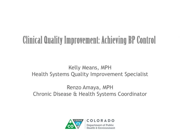 Clinical Quality Improvement: Achieving BP Control