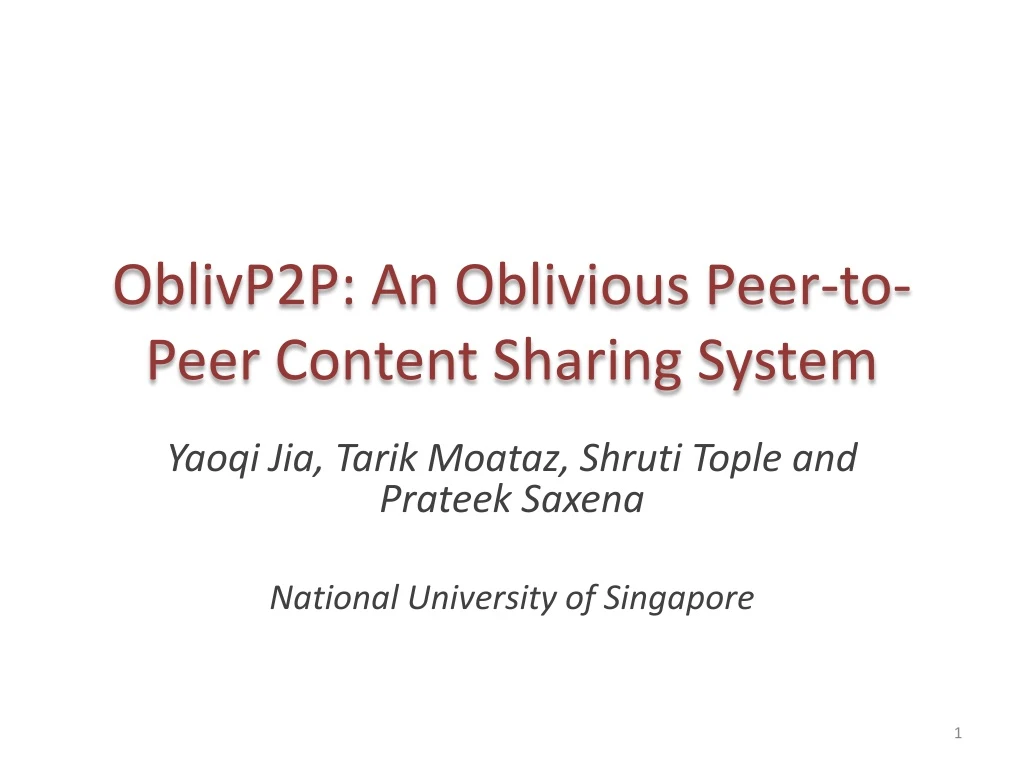 oblivp2p an oblivious peer to peer content sharing system