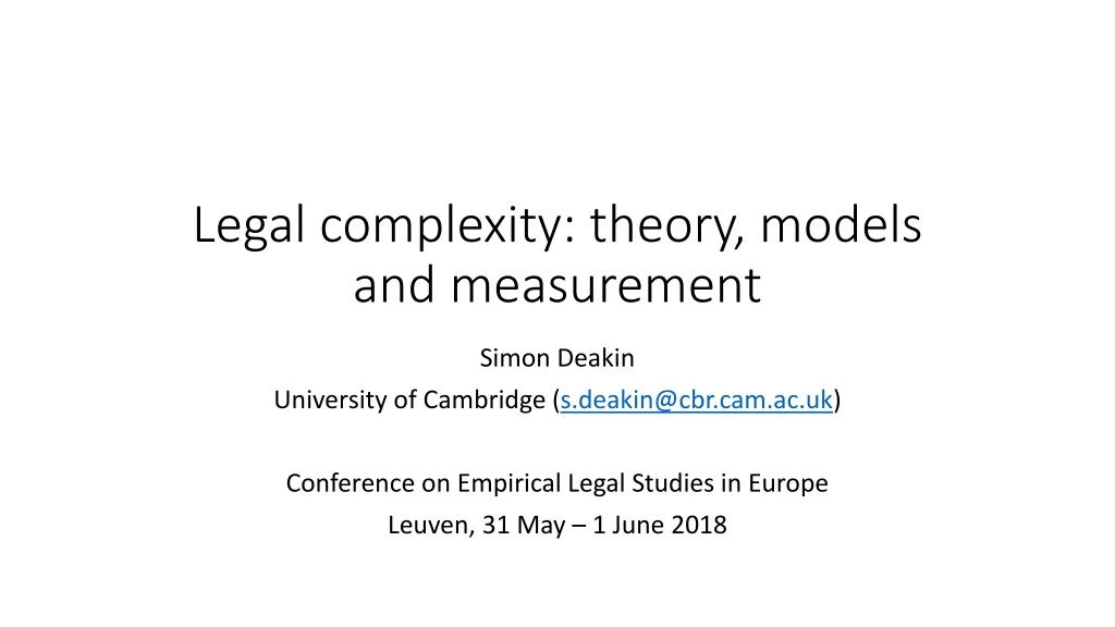 legal complexity theory models and measurement