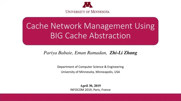 Cache Network Management Using BIG Cache Abstraction