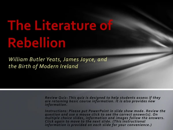 The Literature of Rebellion