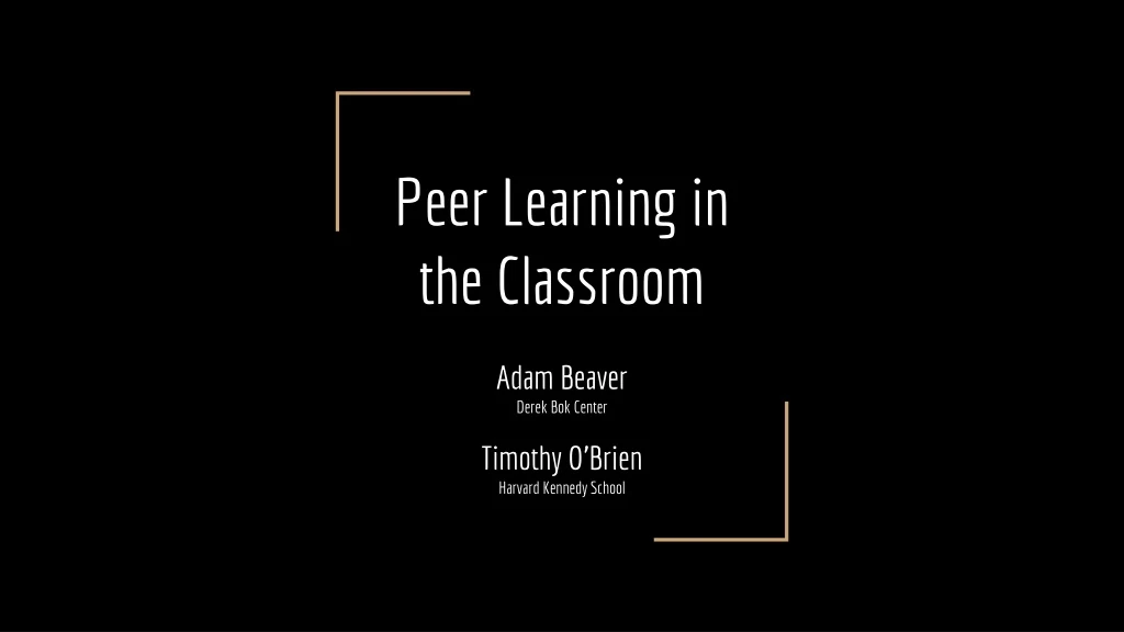peer learning in the classroom