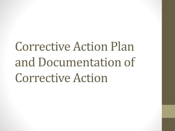 Corrective Action Plan and Documentation of Corrective Action
