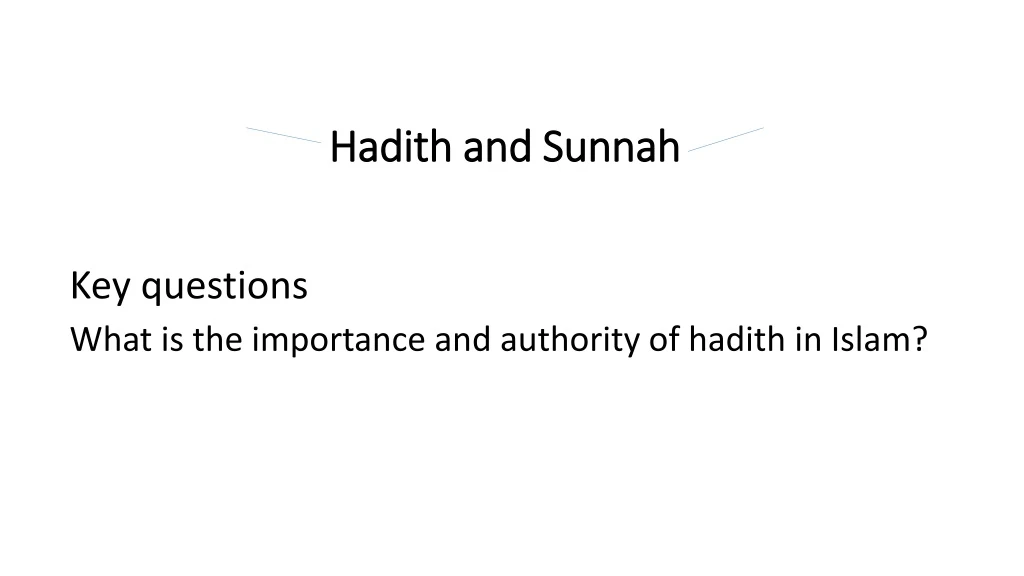 hadith and sunnah