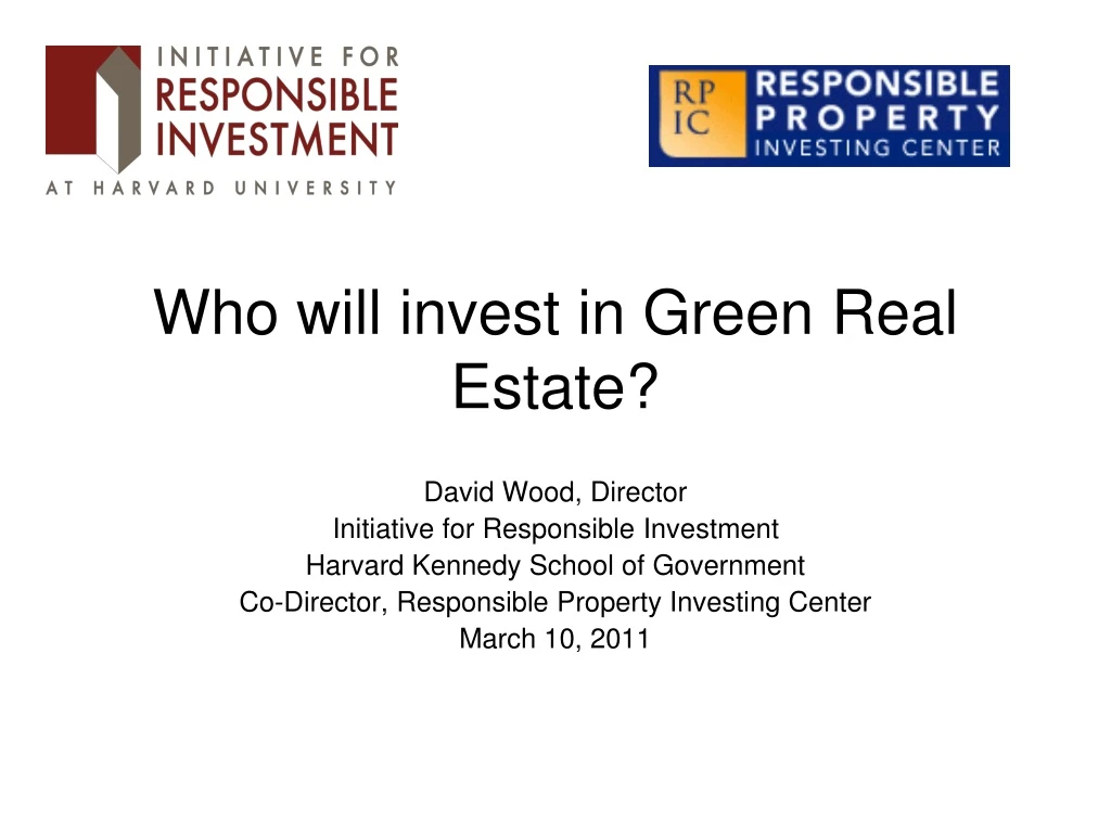 who will invest in green real estate