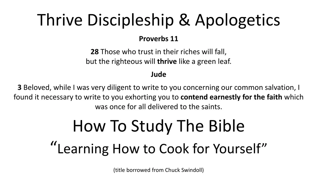 thrive discipleship apologetics proverbs
