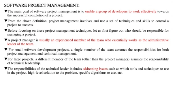 SOFTWARE PROJECT MANAGEMENT: